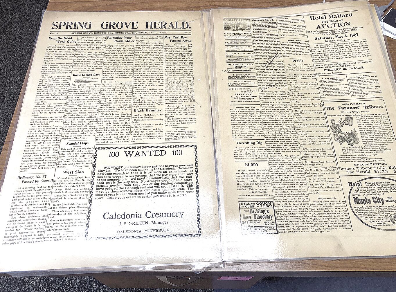Historic pages of the Spring Grove Herald